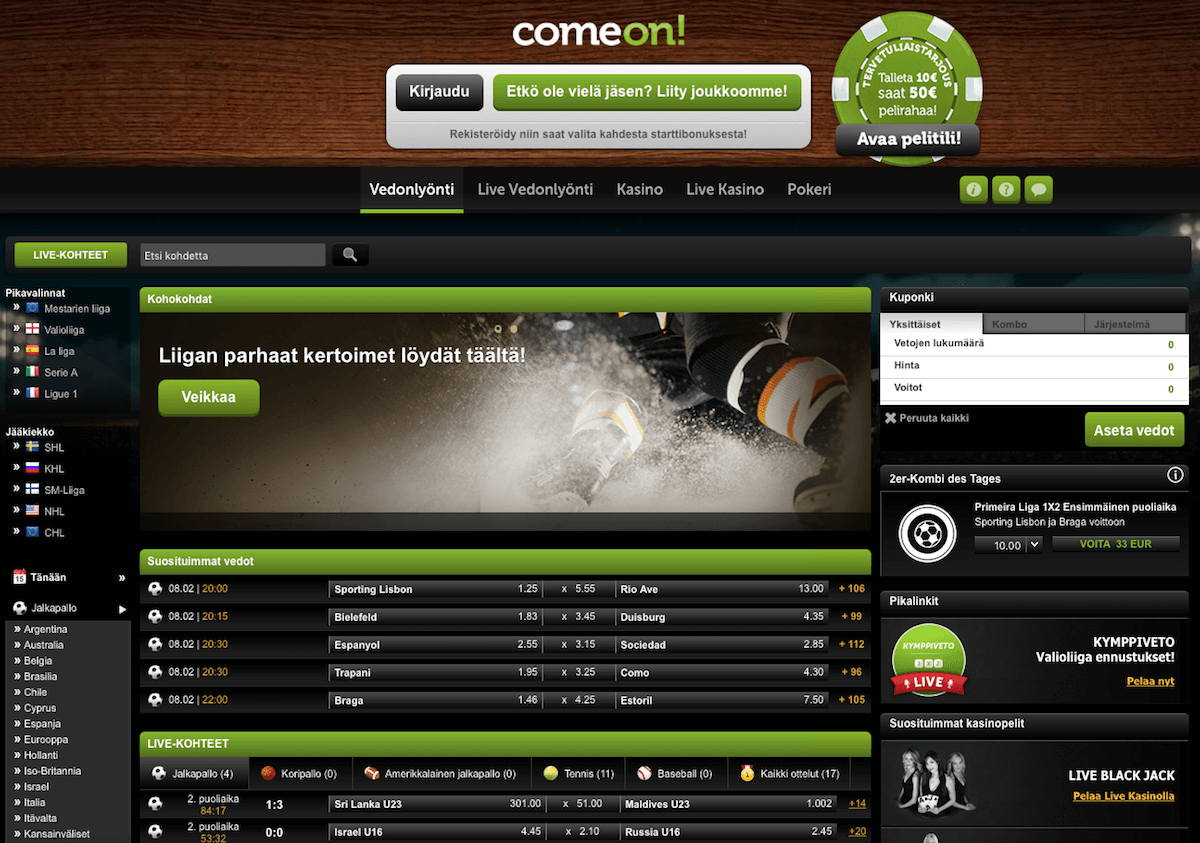 ComeOn sivusto ComeOn sivusto